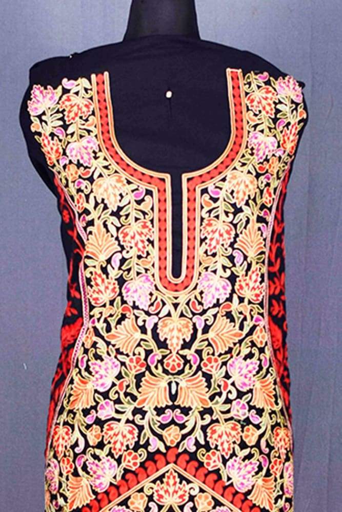 Stunning Black Kashmiri Kani Work Cotton Silk Suit Set – Luxurion World